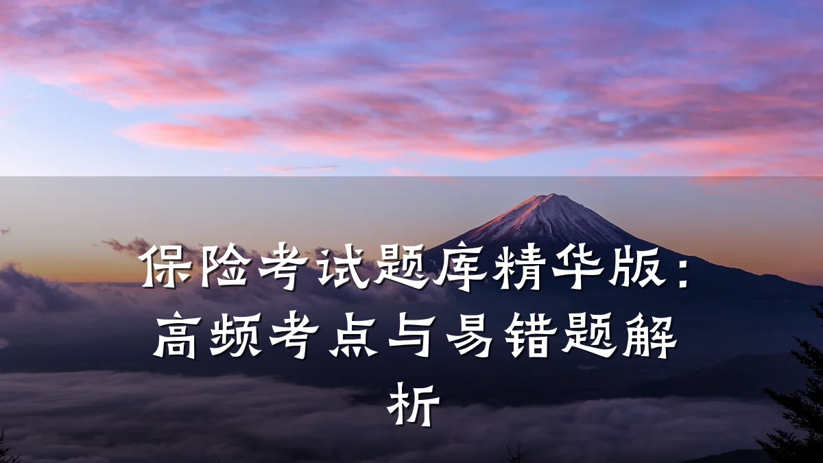 保险考试题库精华版:高频考点与易错题解析