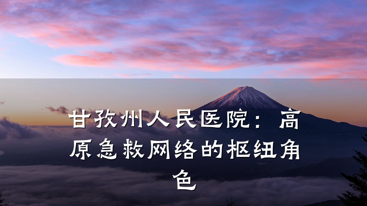 甘孜州人民医院：高原急救网络的枢纽角色